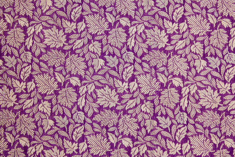 Purple Handwoven Banarasi Brocade Fabric