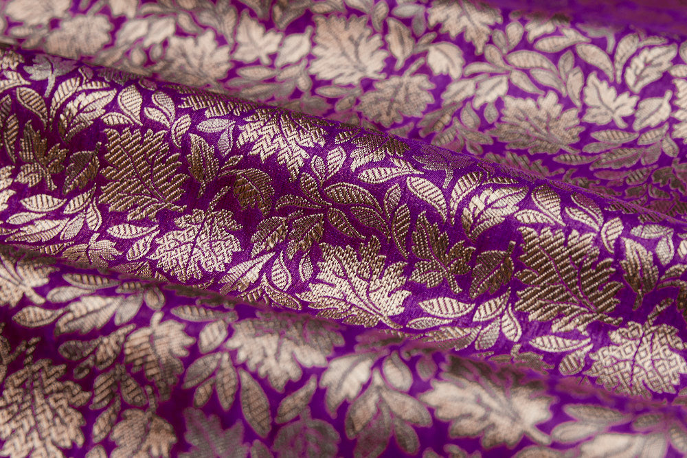 Purple Handwoven Banarasi Brocade Fabric