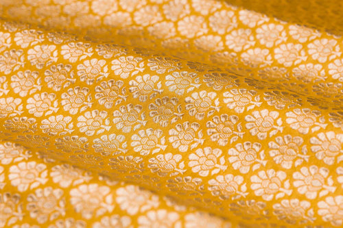 Yellow Handwoven Banarasi Brocade Fabric