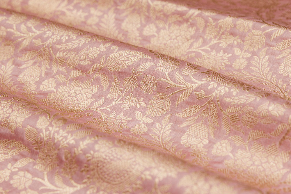 Baby Pink Handwoven Banarasi Brocade Fabric