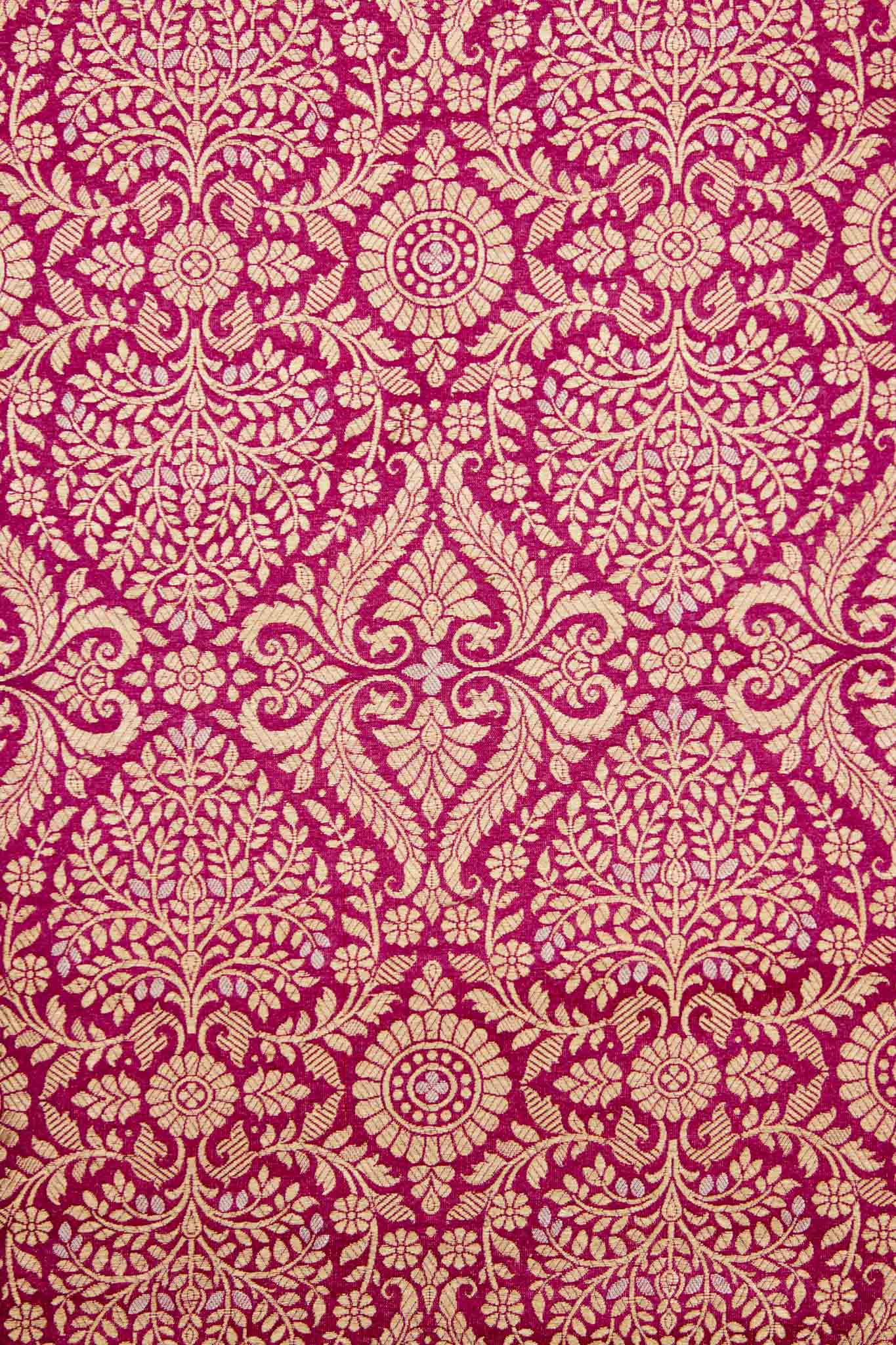 Pink Dual Tone Handwoven Banarasi Brocade Fabric