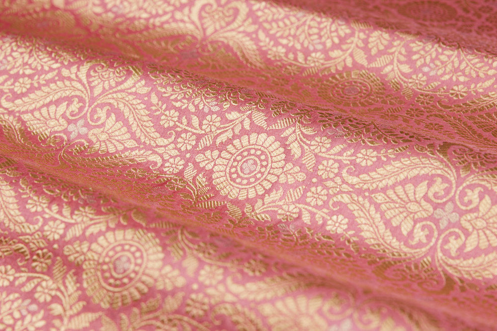 Baby Pink Handwoven Banarasi Brocade Fabric