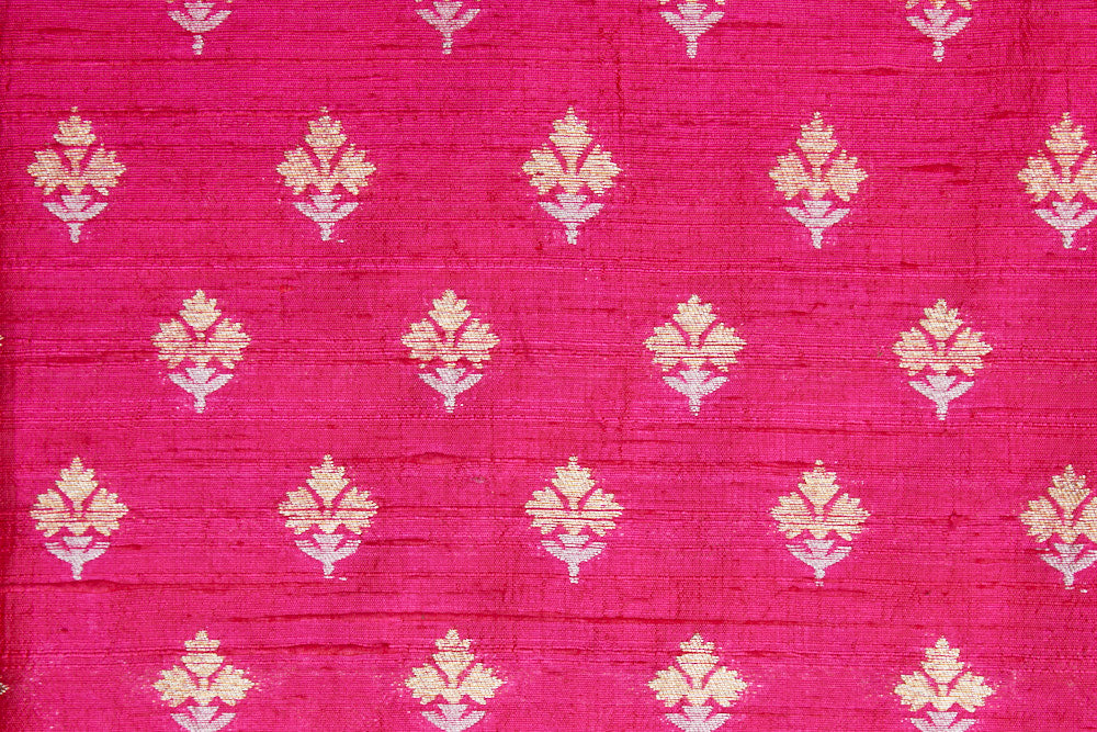 Rani Pink Handwoven Banarasi Raw Silk Fabric