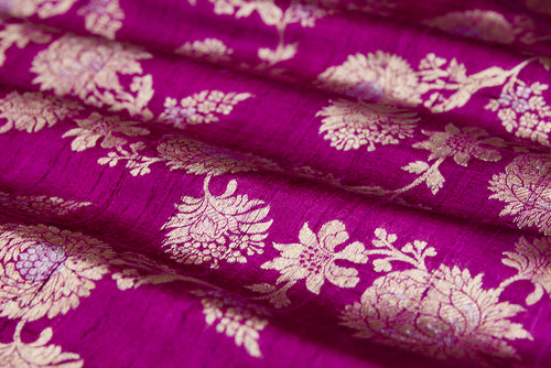 Magenta Pink Handwoven Banarasi Raw Silk Fabric