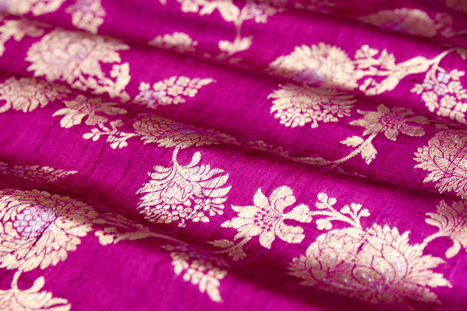 Pink Handwoven Banarasi Raw Silk Fabric