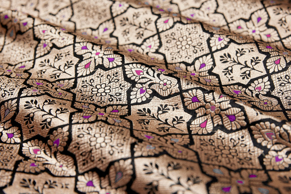 Black Handwoven Banarasi Brocade Fabric
