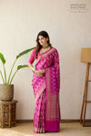 Magenta Pink  Handwoven Banarasi Silk Saree