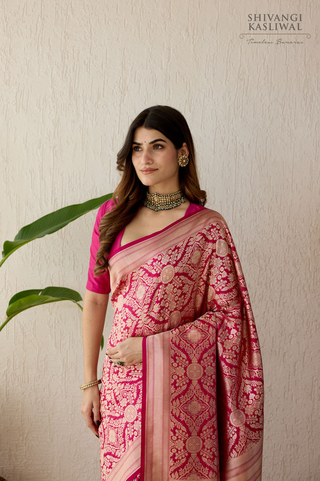 Fuchsia Pink Handwoven Banarasi Silk Saree