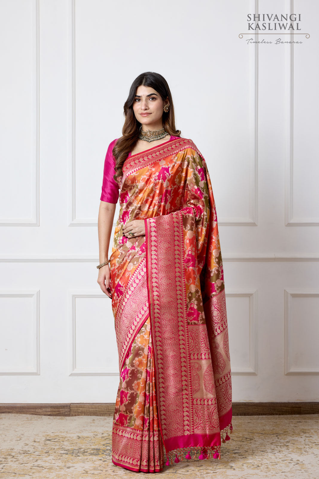 Multicolor Handwoven Banarasi Silk Saree