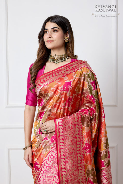 Multicolor Handwoven Banarasi Silk Saree