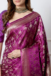 Wine Handwoven Banarasi Silk Saree