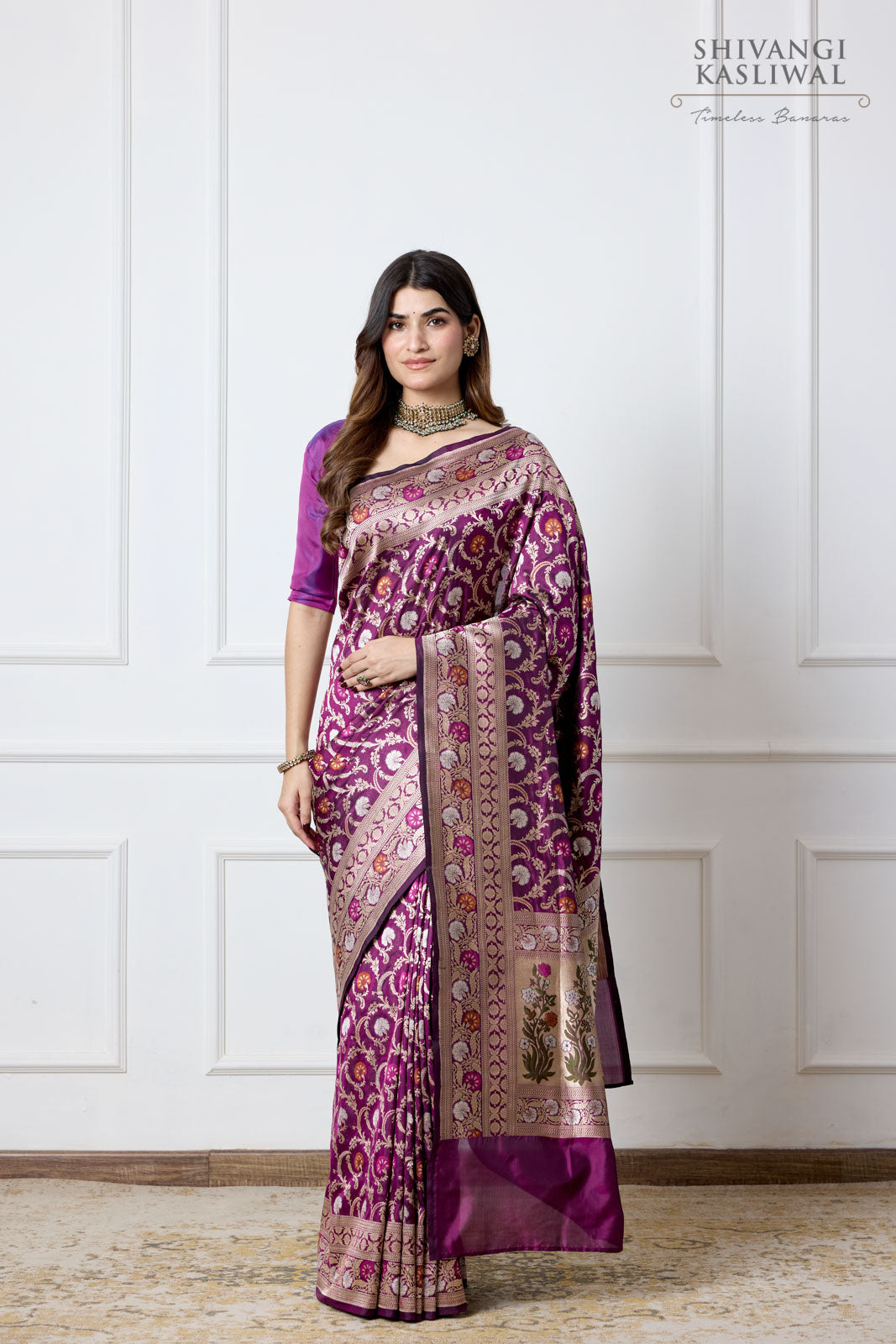 Wine Handwoven Banarasi Silk Saree