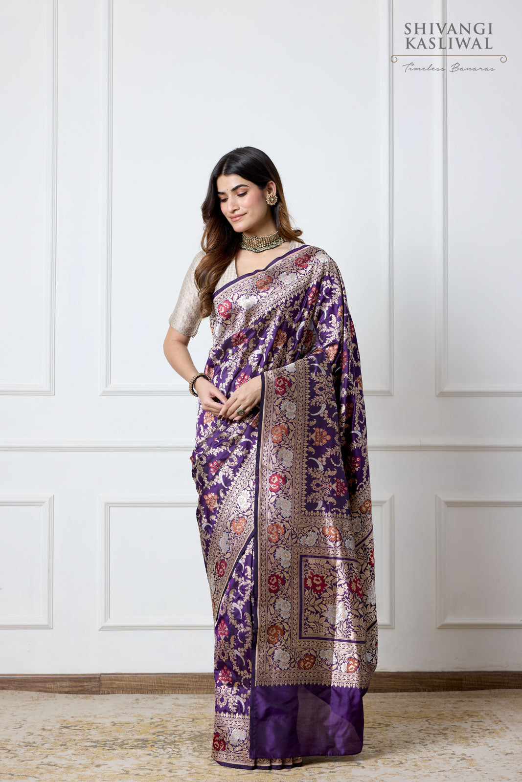 Purple Handwoven Banarasi Silk Saree