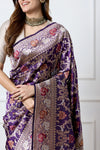 Purple Handwoven Banarasi Silk Saree