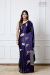 Navy Blue Handwoven Banarasi Kadhua Silk Saree