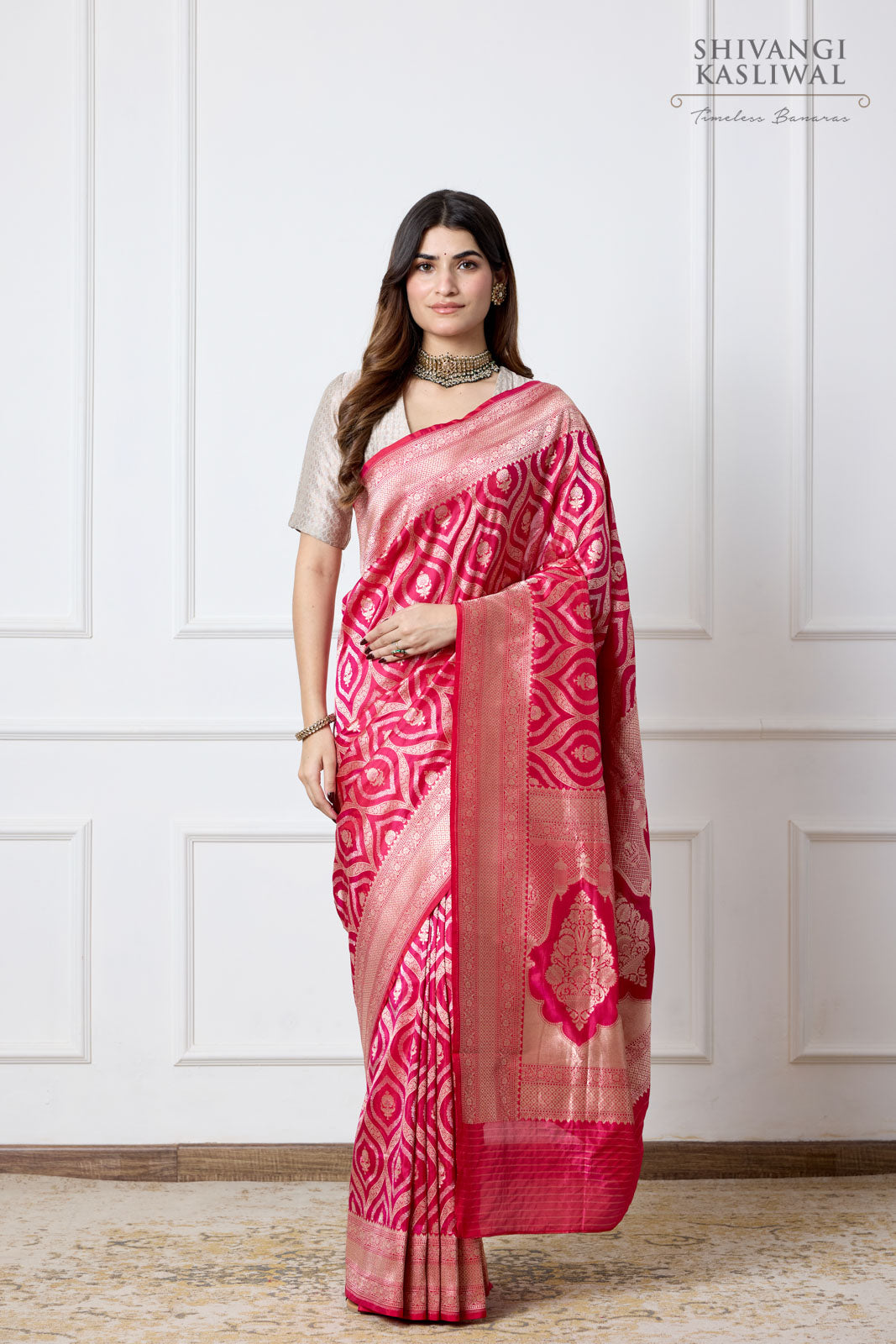 Pink Dual Tone Handwoven Banarasi Silk Saree