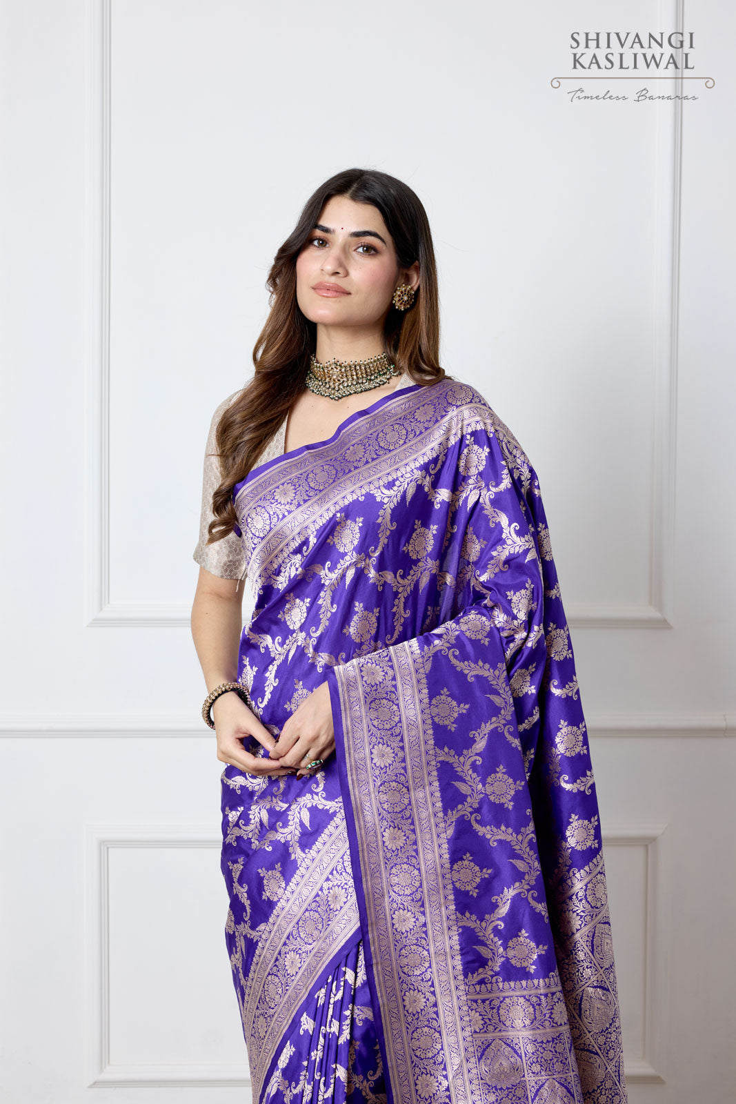 Purple Handwoven Banarasi Silk Saree