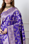 Purple Handwoven Banarasi Silk Saree