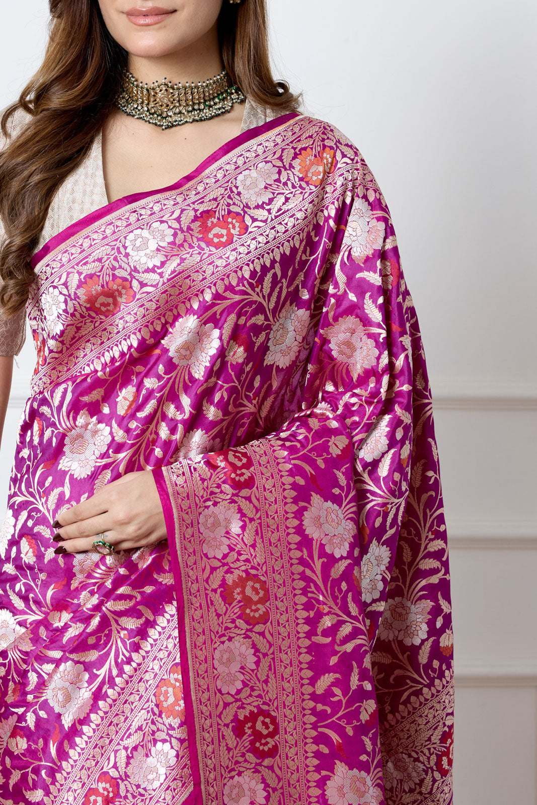 Magenta Pink Handwoven Banarasi Silk Saree