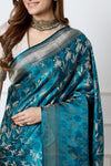 Peacock Blue Handwoven Banarasi Silk Saree