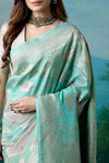 Shaded Blue Handwoven Banarasi Tussar Georgette Saree