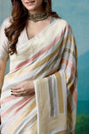 Off-White Handwoven Banarasi Georgette Saree