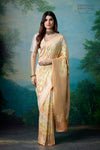 Orange Yellow Handwoven Banarasi Georgette Saree