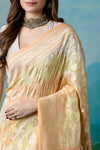 Orange Yellow Handwoven Banarasi Georgette Saree