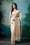 Cream Handwoven Banarasi Silk Saree