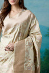 Cream Handwoven Banarasi Silk Saree