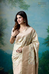 Cream Handwoven Banarasi Silk Saree