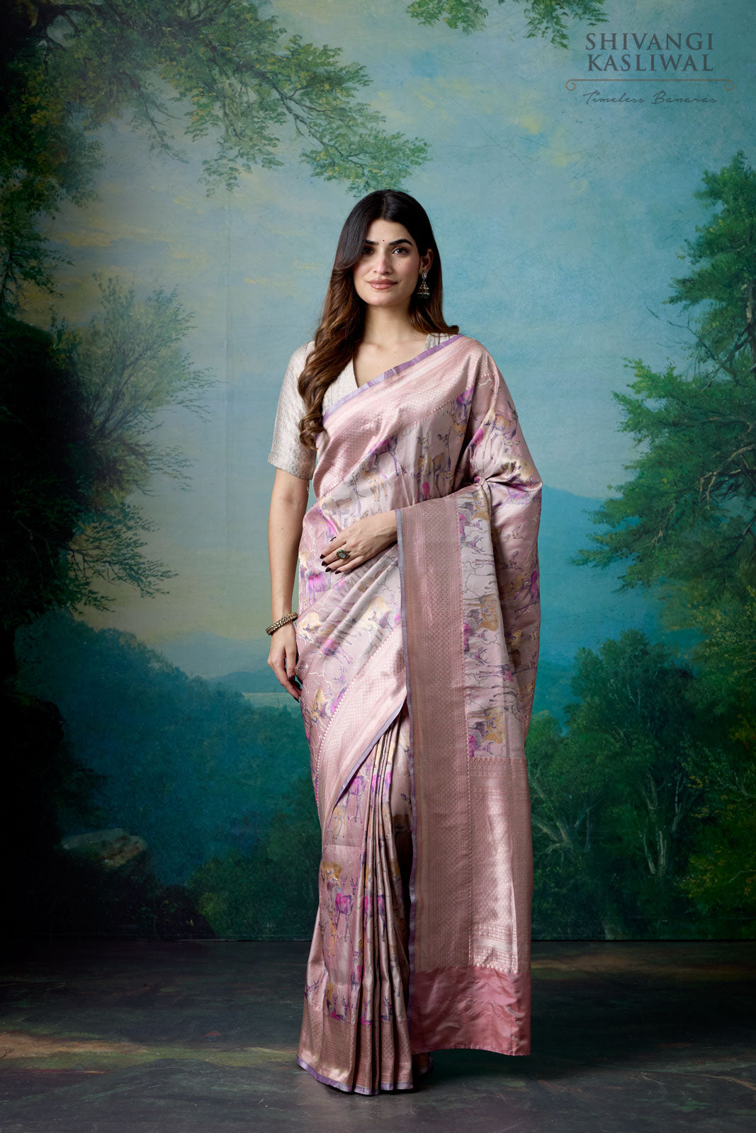 Lilac Handwoven Banarasi Silk Saree