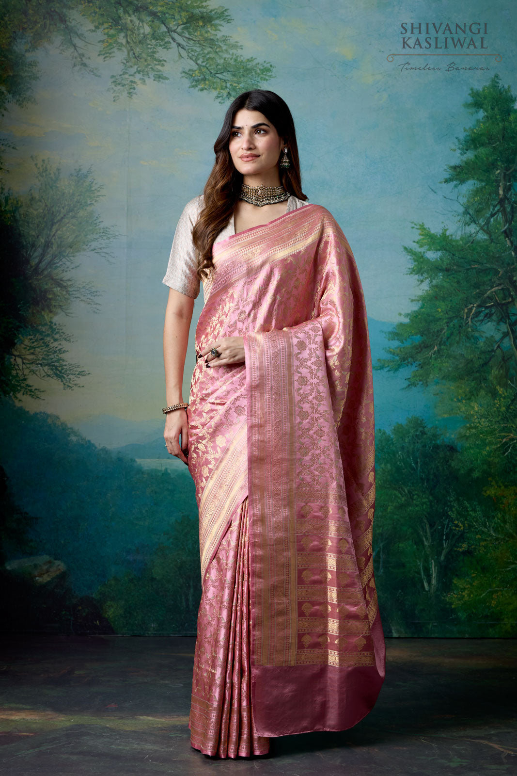 Pink Handwoven Banarasi Kadhua Silk Saree