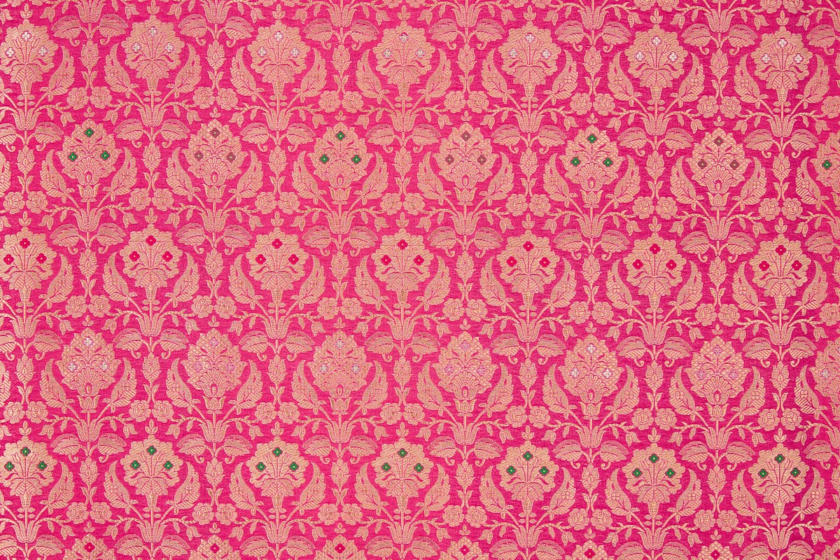 Pink Dual Tone Handwoven Banarasi Brocade Fabric