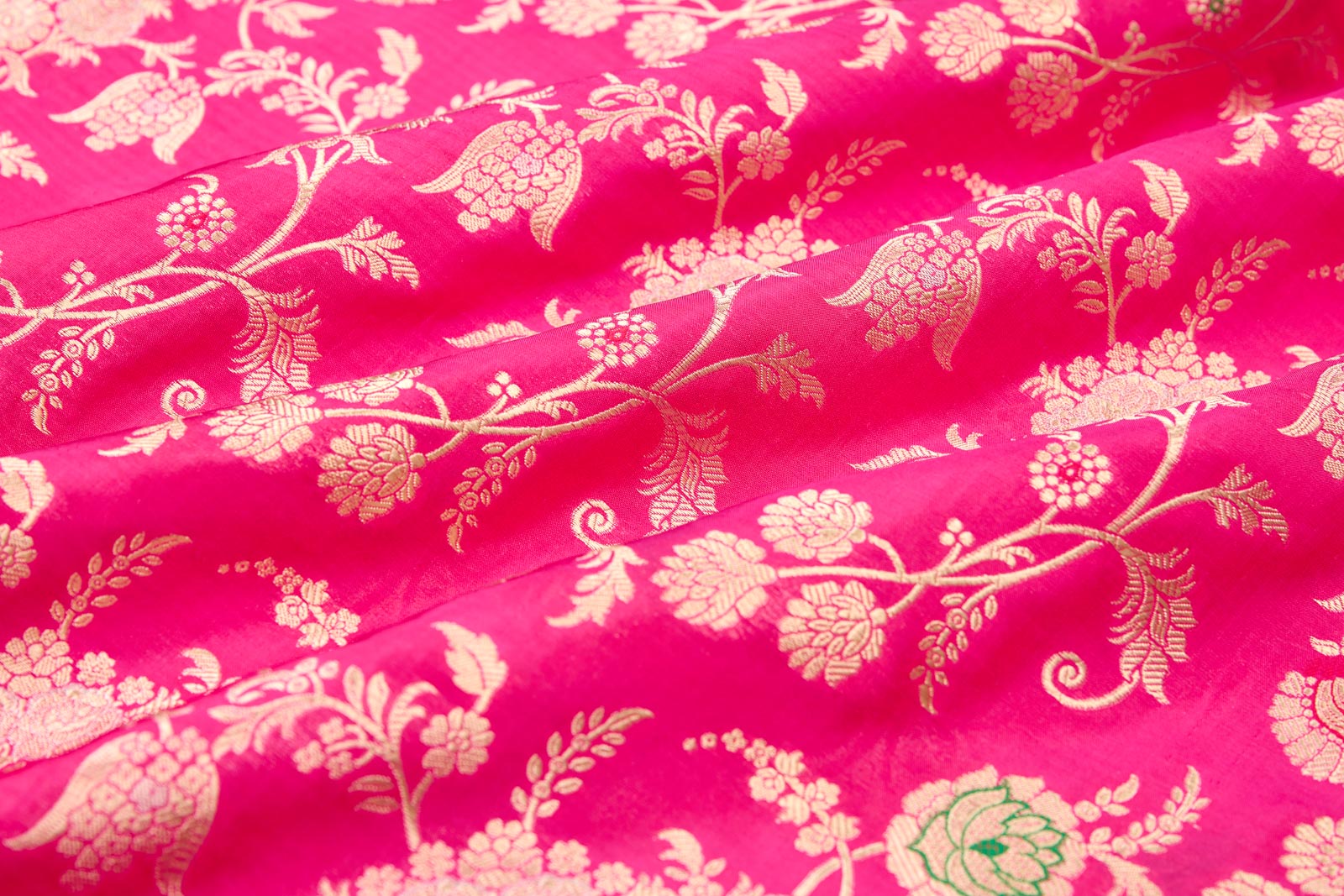 Pink Dual Tone Handwoven Banarasi Silk Fabric