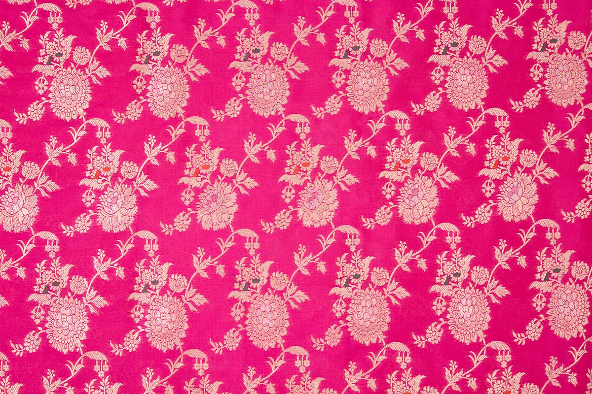Fuchsia Pink Handwoven Banarasi Silk Fabric