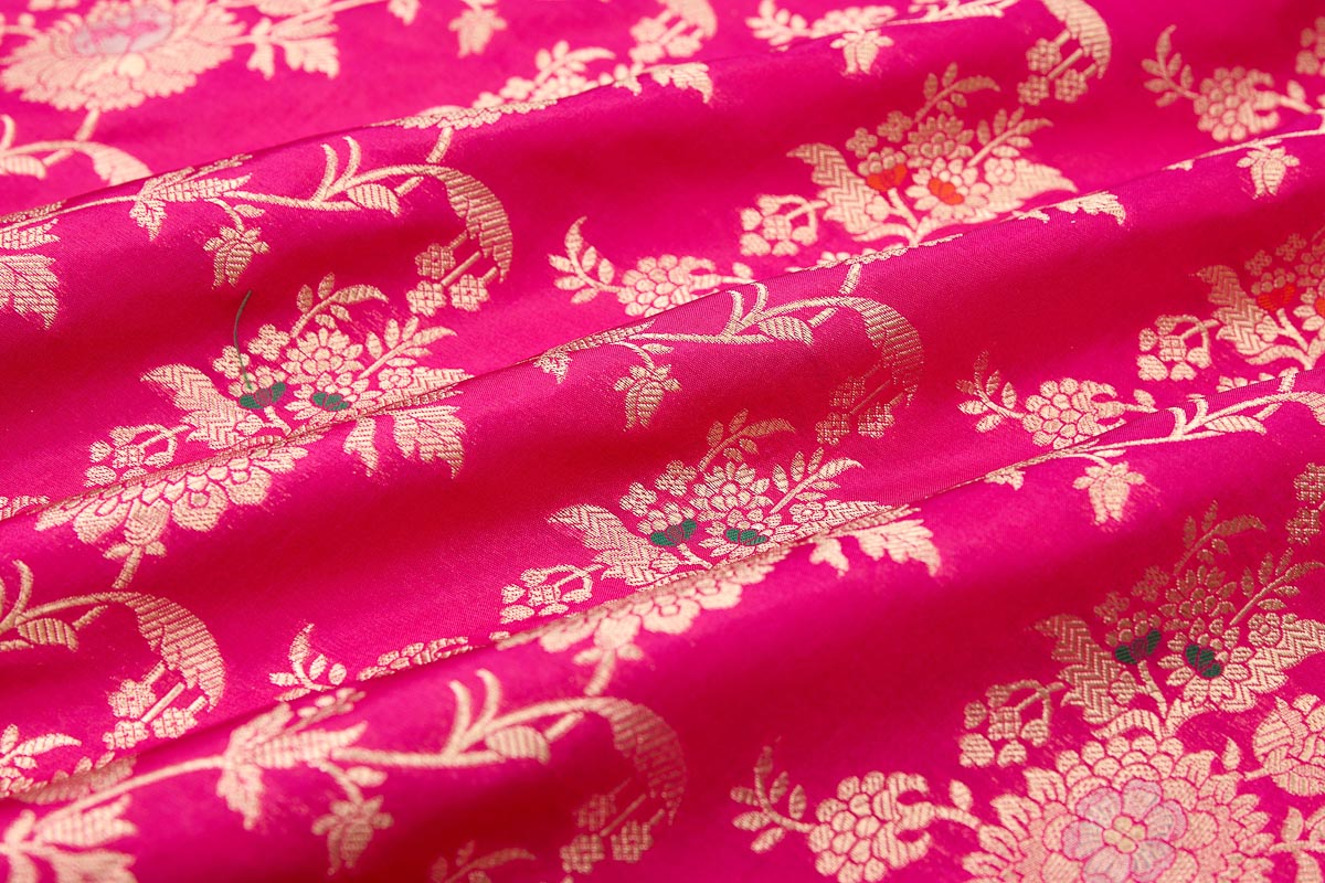 Fuchsia Pink Handwoven Banarasi Silk Fabric