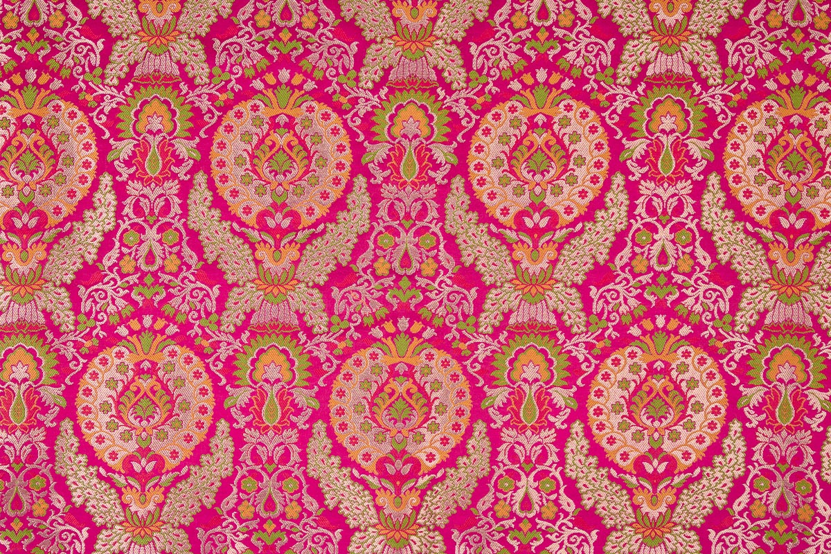 Fuchsia Pink Handwoven Banarasi Brocade Fabric