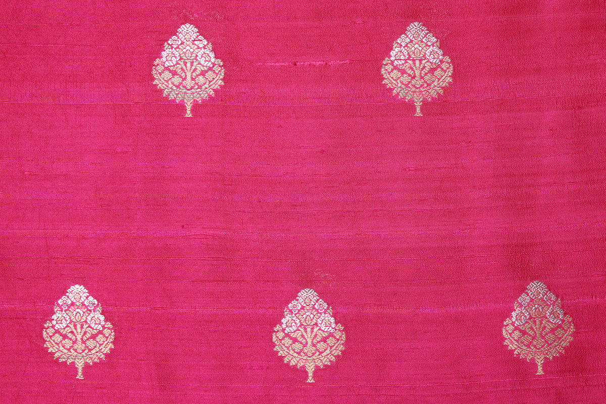 Rani Pink Handwoven Banarasi Raw Silk Fabric