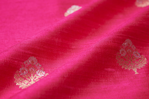 Rani Pink Handwoven Banarasi Raw Silk Fabric