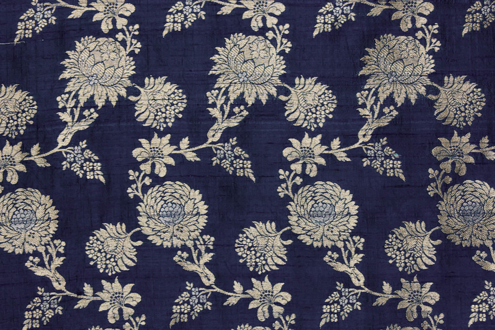 Navy Blue Handwoven Banarasi Raw Silk Fabric