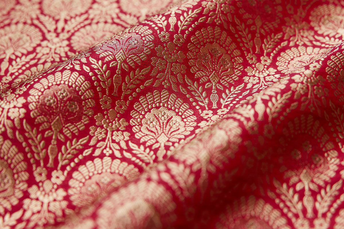Pink Dual Tone Handwoven Banarasi Brocade Fabric