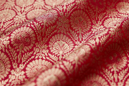 Pink Dual Tone Handwoven Banarasi Brocade Fabric