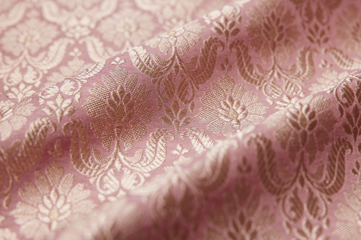 Baby Pink Handwoven Banarasi Brocade Fabric