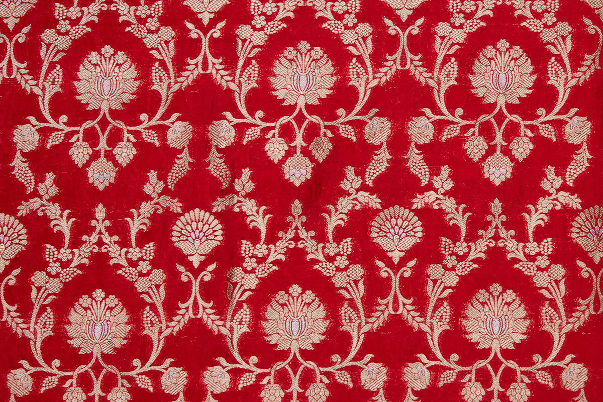 Red Handwoven Banarasi Silk Fabric