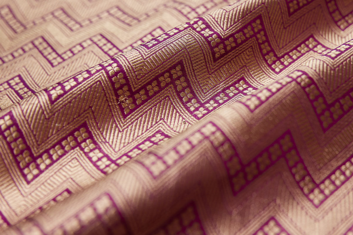 Magenta Purple Handwoven Banarasi Brocade Fabric