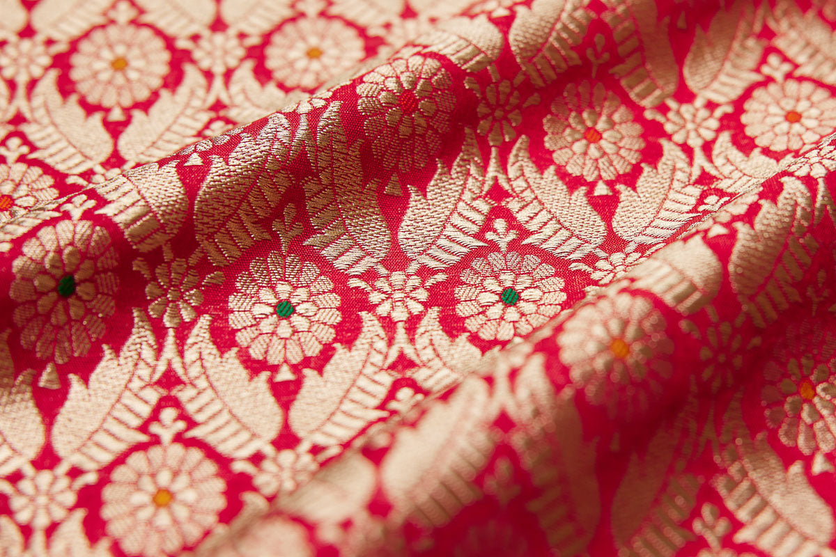 Red Handwoven Banarasi Brocade Fabric