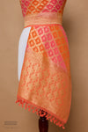 Orange Pink Multi Handwoven Banarasi Georgette Dupatta