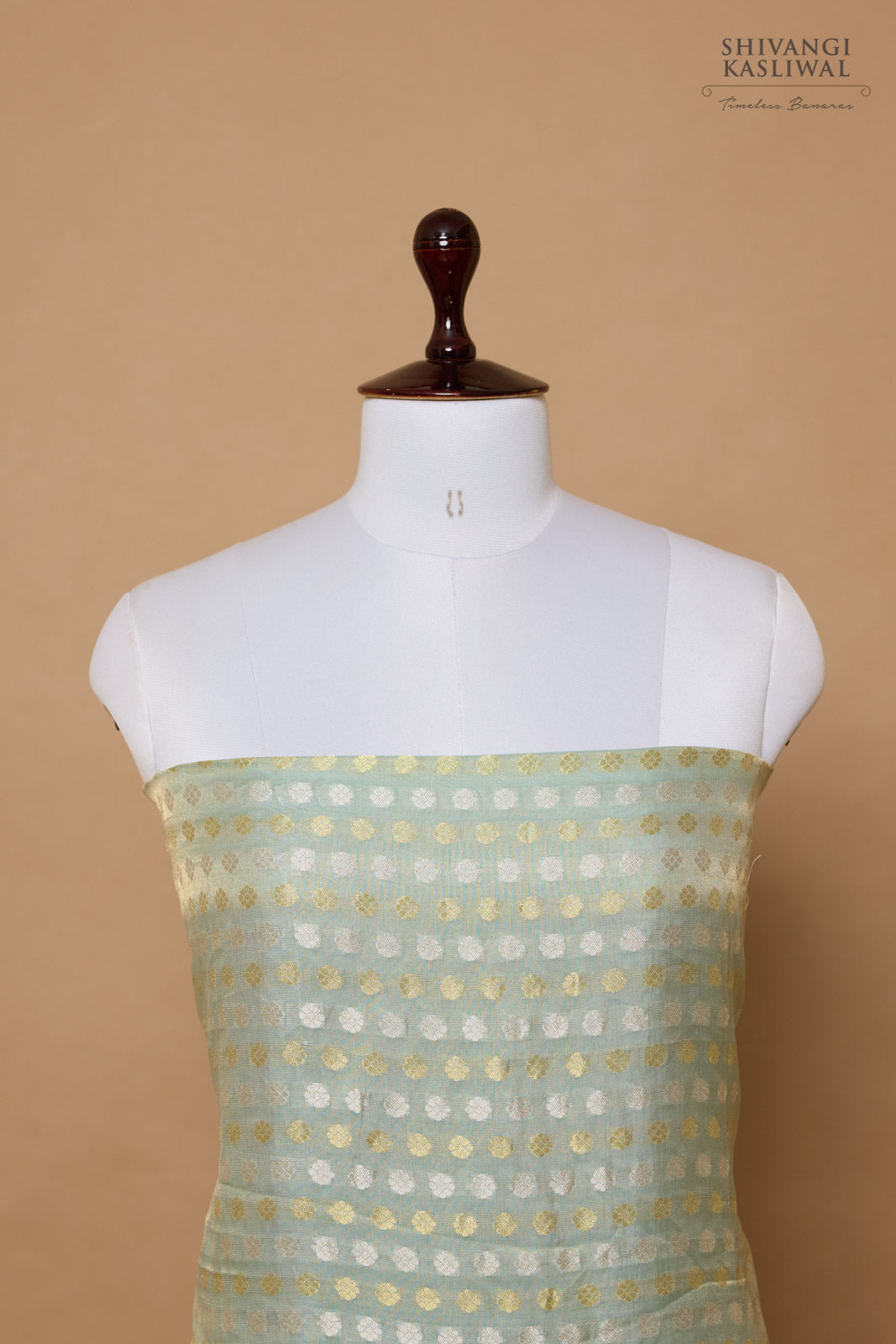 Powder Blue Handwoven Banarasi Tissue Silk Suit Piece