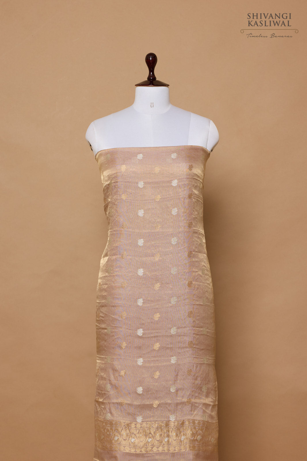 Mauve Handwoven Banarasi Tissue Silk Suit Piece